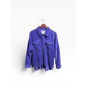 Zara Oversized Corduroy Shacket Women's Large Purple Shirt Jacket